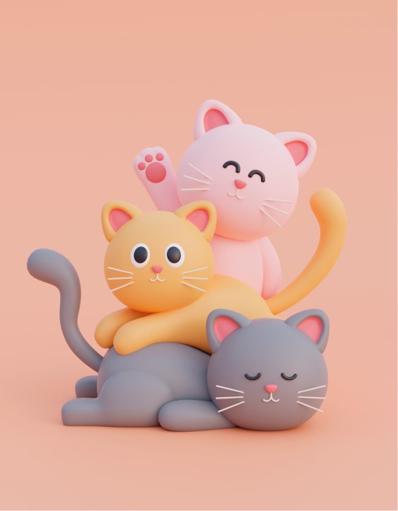 view adorable 3d cats 1 min