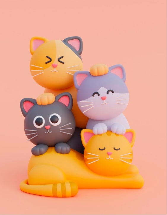 view adorable 3d cats 2 min