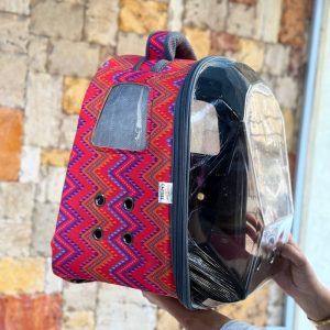 کوله حمل حیوانات خانگی مدل فضایی L با طرح سنتی قرمز و آبی