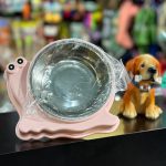 ظرف غذای استیل طرح حلزون رنگ صورتی مناسب گربه و سگ
